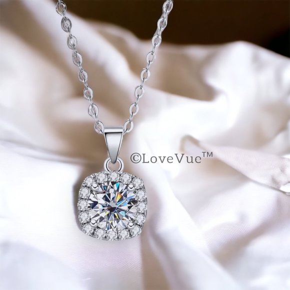 Certified 5ct. t.w. Diamond Square Frame Halo Necklace - Picture 7 of 16